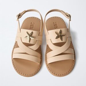 NWT - Toddler Girl Zara Nude Sandals with Gold Starfish Size 9